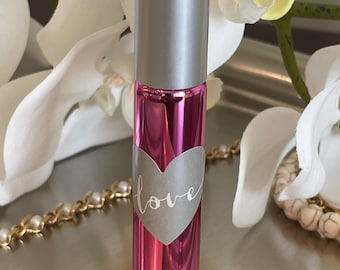 Love  scented essential  oil roller unique gift imprinted with frequencies of love and heart chakra  great unique birthday gift