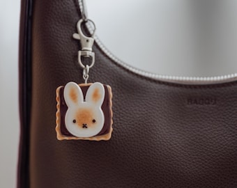 Miffy Inspired Bunny S'mores Keychain Charm Magnet Polymer Clay Handmade