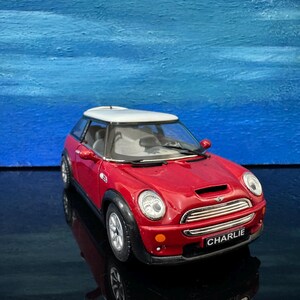 PLACA DE NOME PERSONALIZADA Mini Cooper S - Carro modelo fundido em escala 1/28 - Presente colecionável personalizado Mini Cooper para pai, marido, namorado, mangas