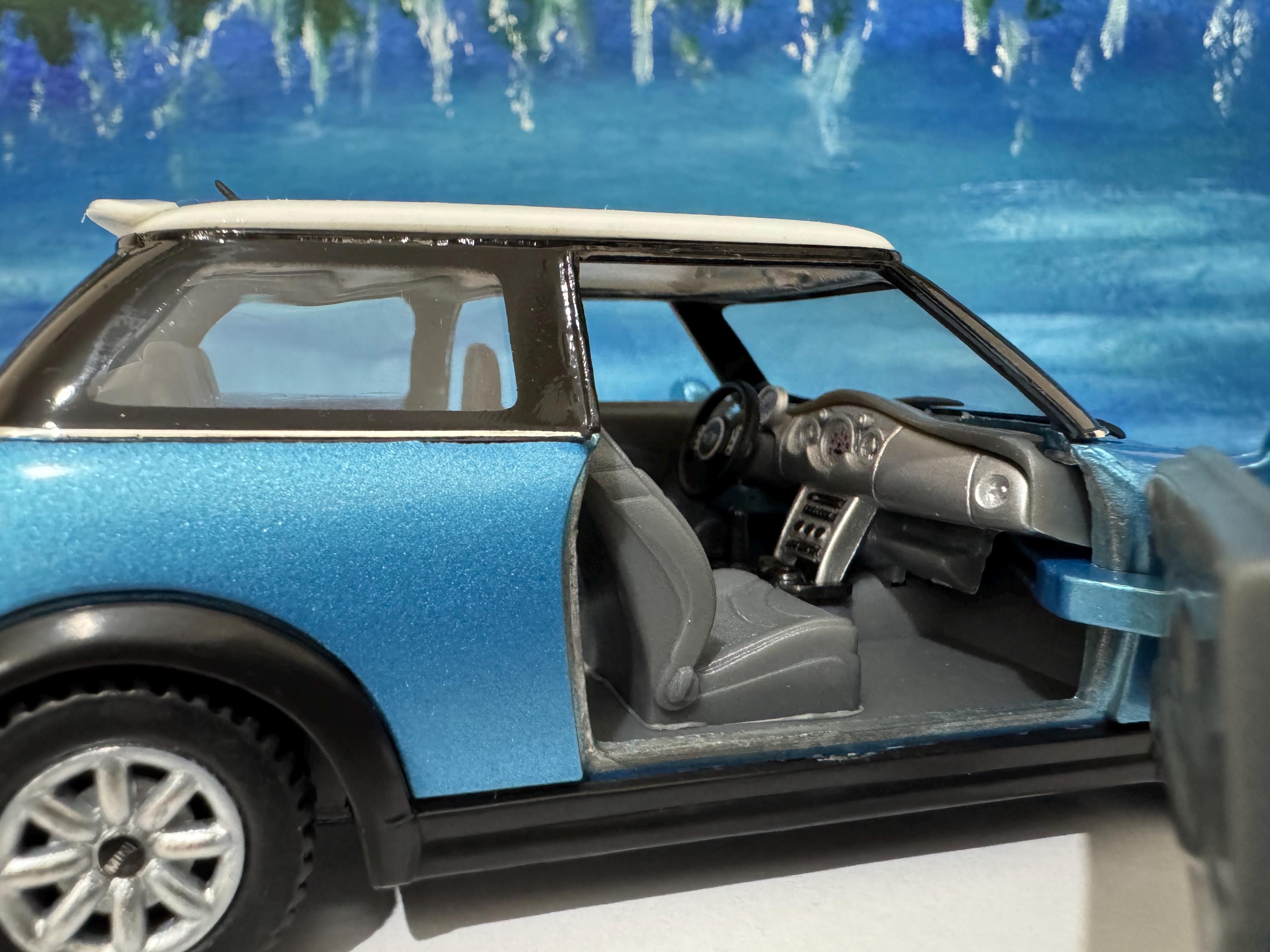 Blue Mini Cooper S Die-cast Model Car Licensed: Custom Plate