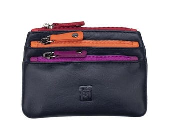 Real Soft Leather Coin key lovely mother day present chain change multiple compartment Multicolour Purse Various colours 755 Boxed