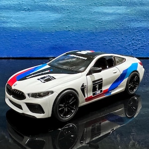 BMW M8 Competition Coupe Diecast Model Car 1:38 Scale – Pull Back, Black/White, Collectible Gift for Mom, Father&#39;s Day, Display Gift Sleeves
