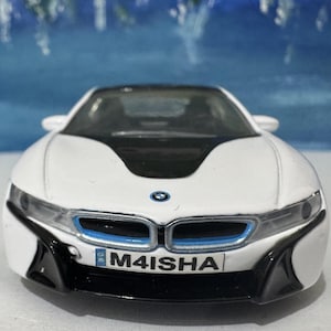 Custom Name BMW i8 Diecast Car Model - 1:43 Scale Blac Germany Sports Toy - Rastar Collectible - Unique Gift for Car Enthusiasts Boxed