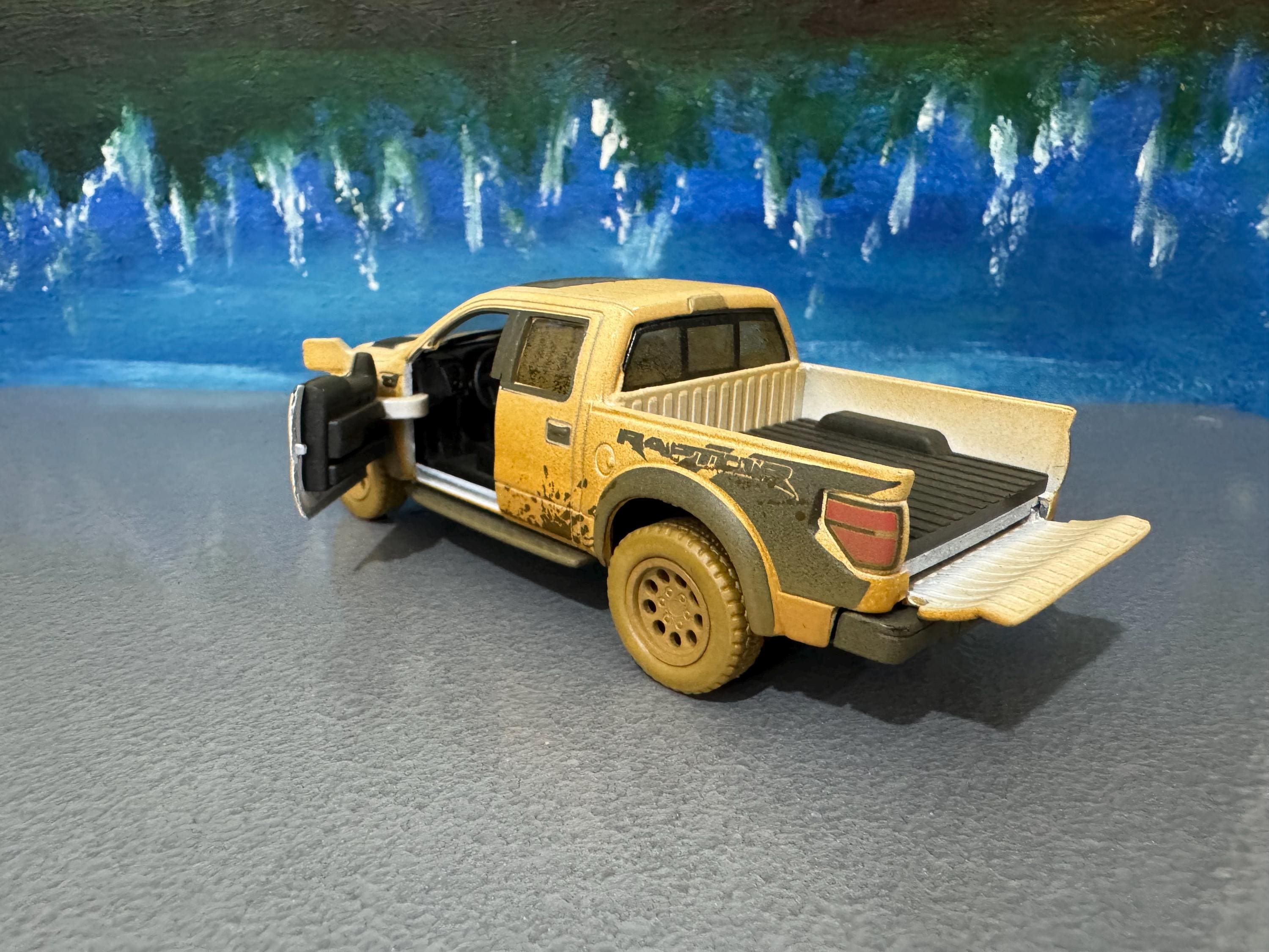 Ford Raptor Disnormal Boy Ford F-150 Raptor License Muddy Diecast Model, Blue Truck Toy Car ...