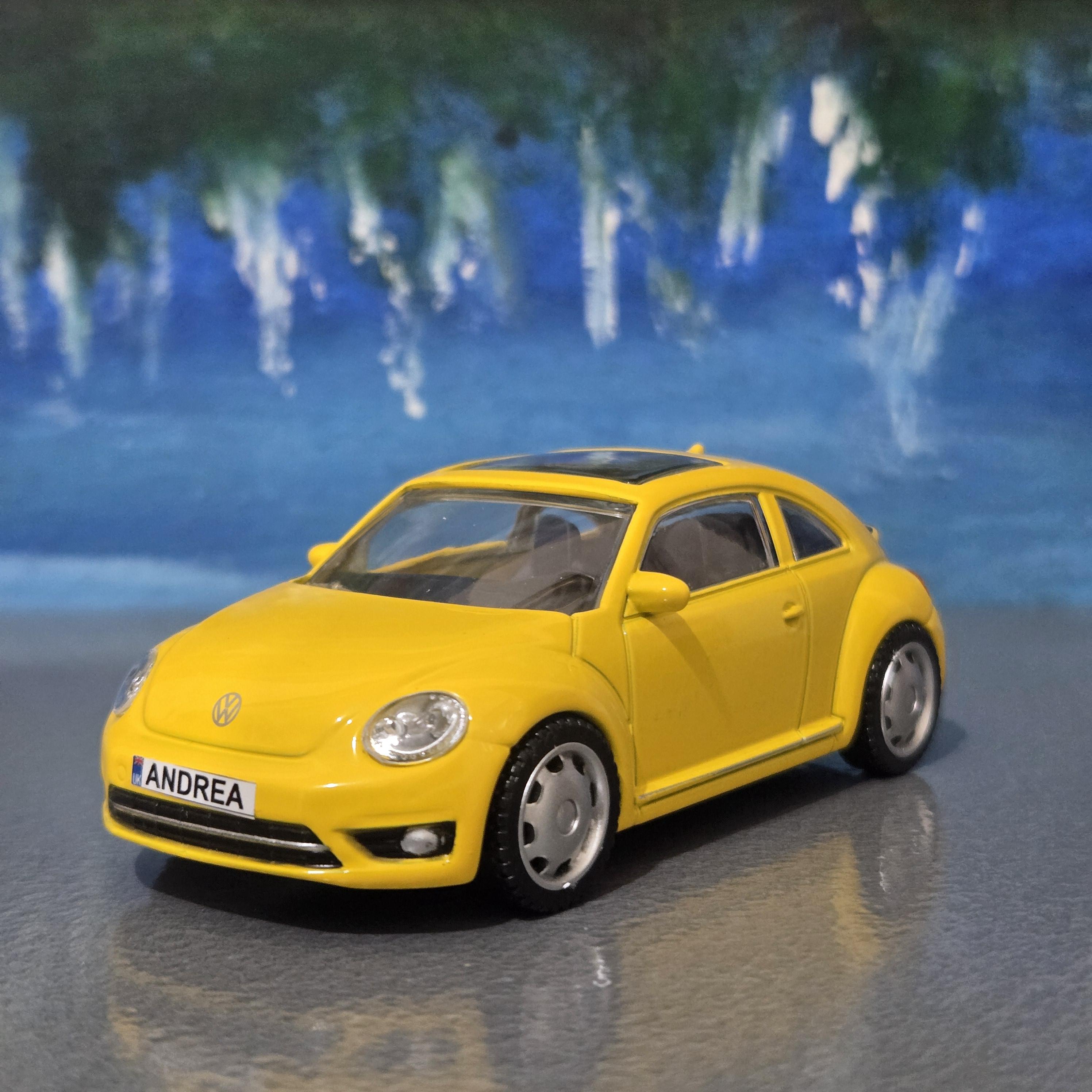 Personalised NAME VW Volkswagen Beetle Toy Car, 1:43 Scale Model