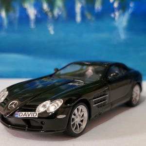 Personalized Name Plate for Mercedes McLaren SLR | 1:43 Black Diecast Model Car | Custom Miniature Toy | Perfect Gift for Collectors