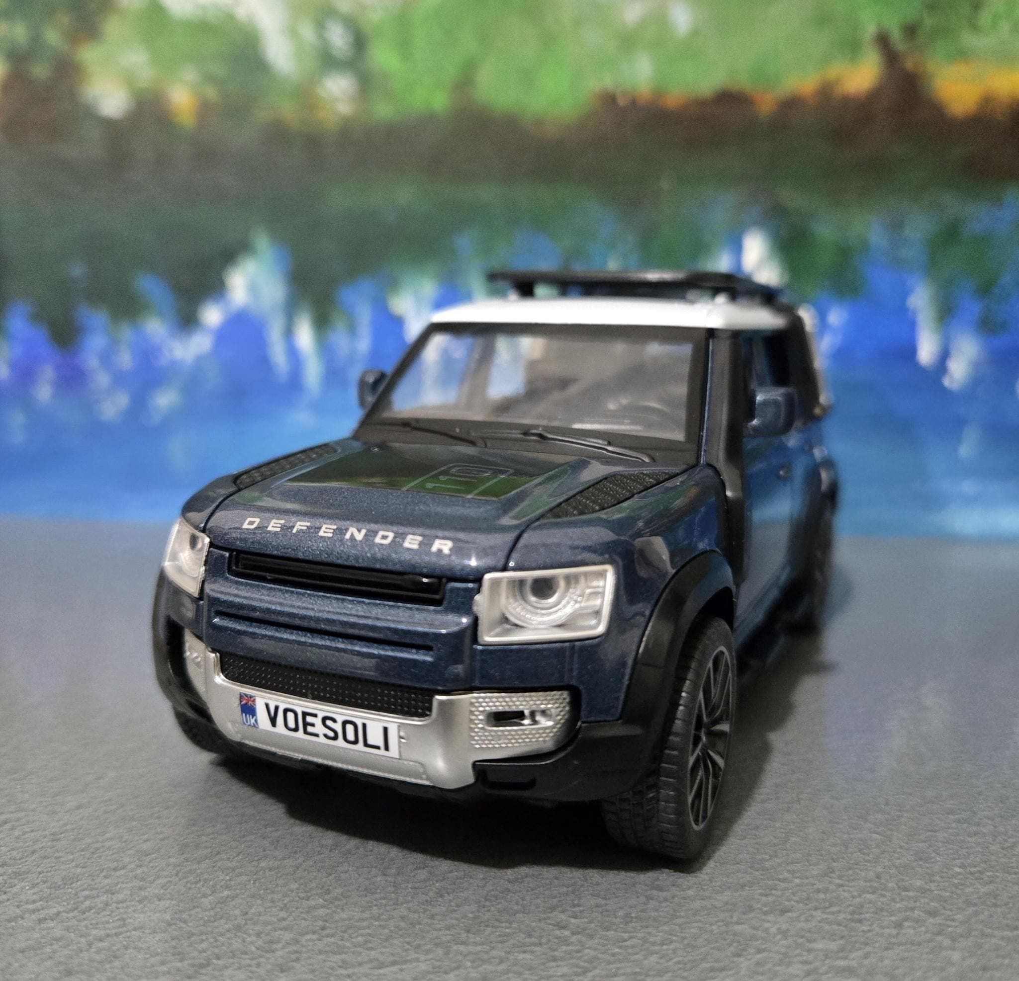 QY Toys 1/24 Land Rover Defender 110 - Bleu - Miniature Diecast Neuve
