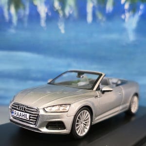 Audi A5 Cabriolet Diecast Car: 1/43 Scale Silver Metallic Model