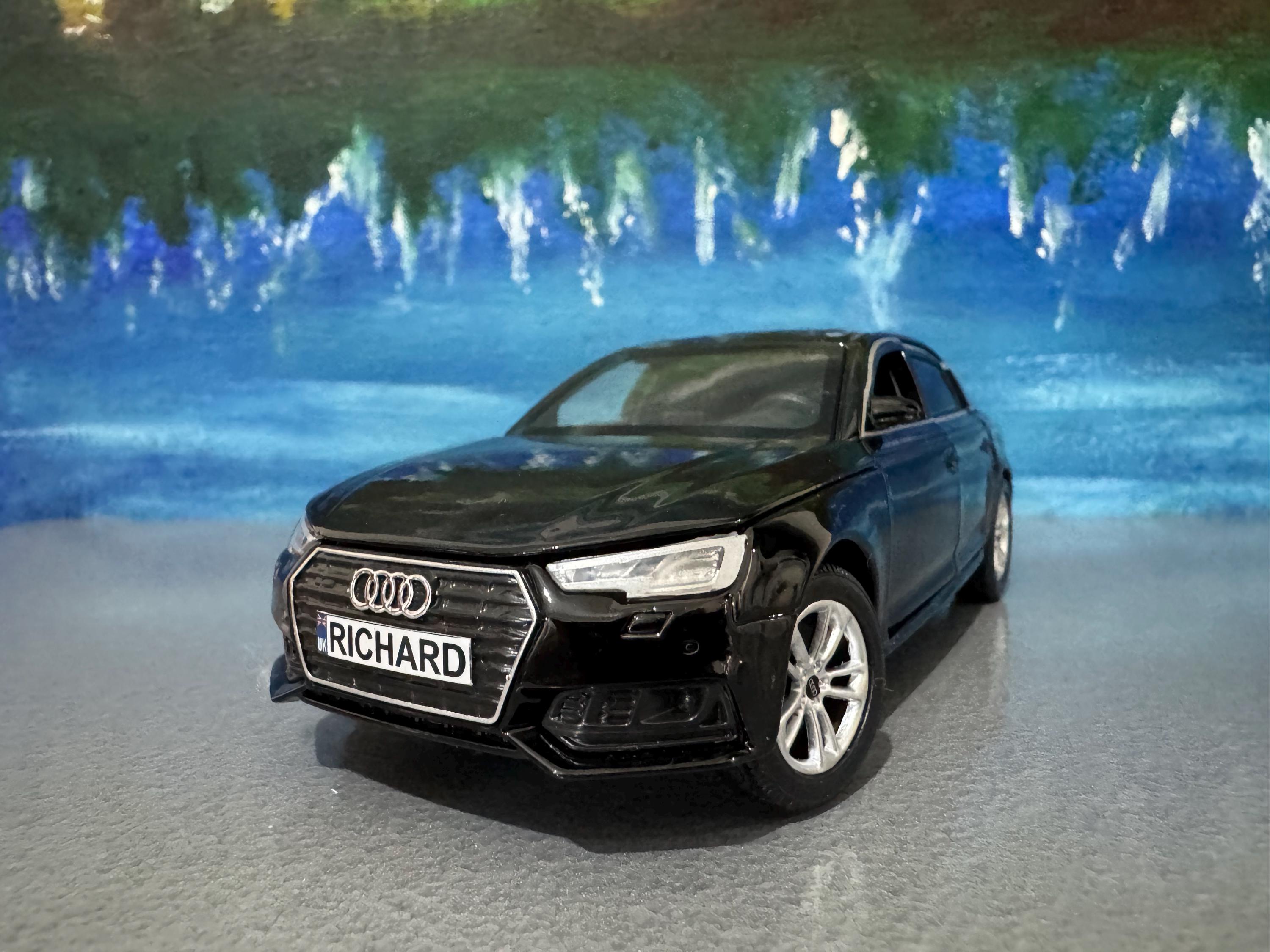 Personalized BLACK Audi A4 Diecast Toy Car 1:32, Licensed