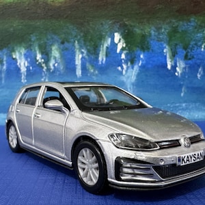 PERSONALISED PLATES name VW Polo Golf Gti Toy Car Model boy girl dad mom uncle grandad brother Birthday gift Boxed Large 1:36 scale