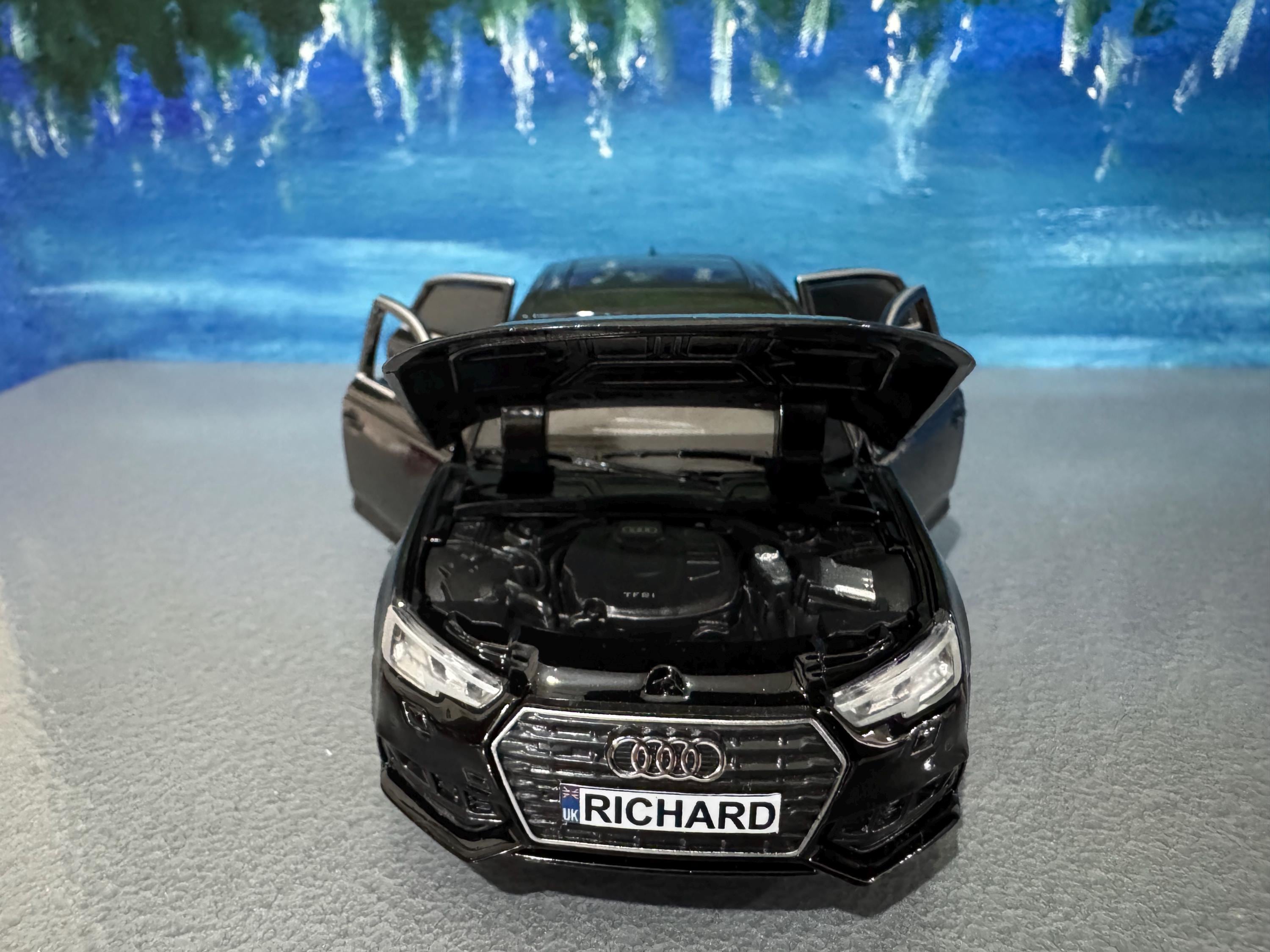Personalized BLACK Audi A4 Diecast Toy Car 1:32, Licensed