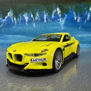 BMW 3.0 CSL Hommage Yellow 1:36 Diecast Model - Personalized Name - Gift for Dad, Boy, girl, brother, sister, Car Lover - Boxed Collectible