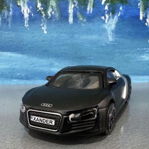 Black Audi R8 Diecast 1:43 Scale Model Car with Custom Name Plate | Toy Gift for Dad, Mom, Uncle | Boxed Metal Display | Mother&#39;s Day