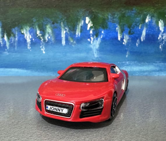Red Licensed Audi R8 1/43 Diecast Model - Custom Name Plate Toy