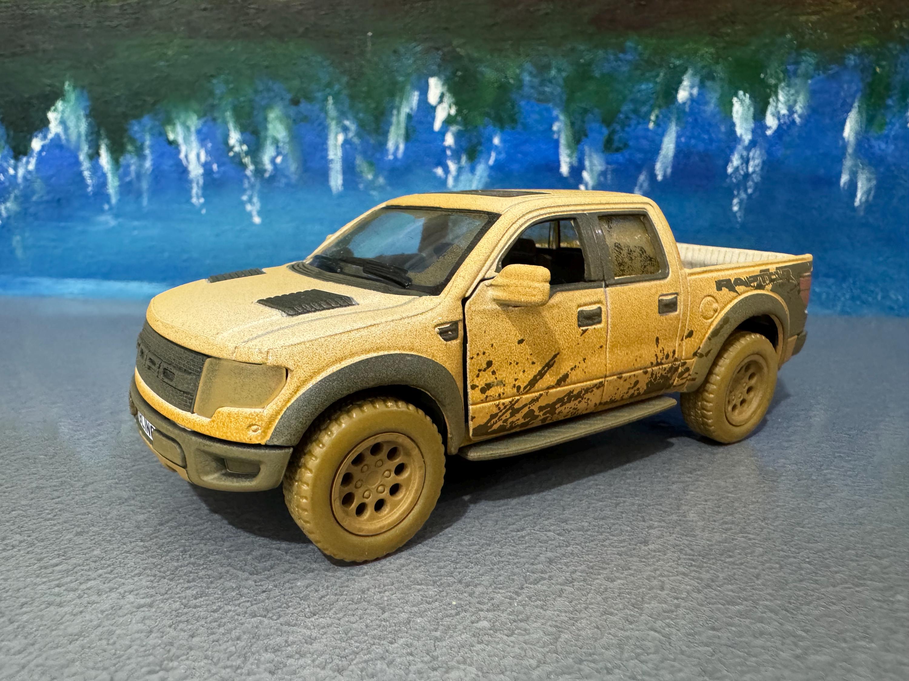 Ford Raptor Disnormal Boy Ford F-150 Raptor License Muddy Diecast Model, Blue Truck Toy Car ...