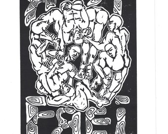 Linocut - Printmaking - Human Ball - various colors