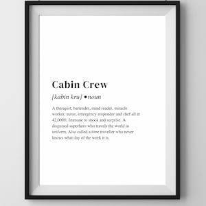 Cabin Crew Digital Wall Print, Flight Attendant Printable Wall Art
