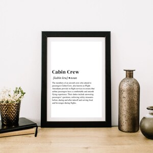 Cabin Crew Real Definition Digital Print for DIY Gift for Airline Crew, Flight Attendant Printable Wall Art for Aviation Gift Idea