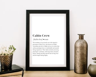 Cabin Crew Real Definition Digital Print for DIY Gift for Airline Crew, Flight Attendant Printable Wall Art for Aviation Gift Idea