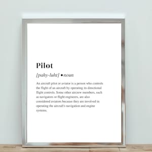 Pilot Real Definition Digital Print for DIY Gift for Airline Crew, Aviation Printable Wall Art for Aviation Gift Idea