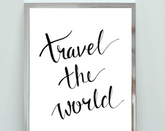Travel the World Digital Wall Print, Vacation Paradise Beach Printable Wall Art