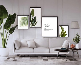 Wall Art Bundle: 5 x Palm Tree Therapy Digital Wall Print, Vacation Paradise Beach Printable Wall Art