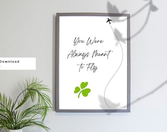 Aer Lingus Cabin Crew Digital Print for DIY Gift, Irish Flight Attendant Printable Poster for Aviation Gift: ‘You Were Always Meant to Fly’