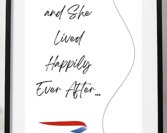 BA Cabin Crew Digital Print for DIY Gift, British Airways Flight Attendant Printable Poster for Aviation Gift: ‘and She Lived Happily Ever…’
