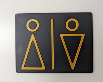 Restroom WC  Toilet Male Female Black Gold Sign Hotel, 3D, Toilet, Modern, Minimal, Restaurant, Hotel or home  Door Sign