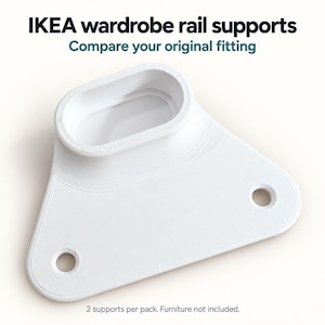 Reinforced Hanger Rod Support for IKEA Wardrobe – 2 Pack Heavy Duty PETG Brackets – 100% Solid Infill – Compatible with Ikea 12571 & 21590
