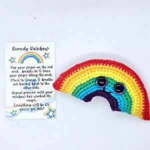 Rainbow Pocket Hug-sleutelhanger, angstverlichting emotionele steun huisdier, aarding, motiverende aanmoedigingskaart, tokencadeau, trotsgeschenken