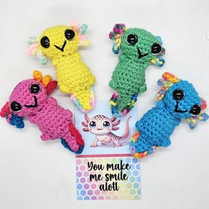 Benutzerdefinierte Axolotl Plüschtier, weicher gefüllter Axolotl, Axolotl Schlüsselanhänger, Ermutigungs Karte Geschenk, Axolotl Fidget, Axolotl Taschenfreund, Worry Buddy