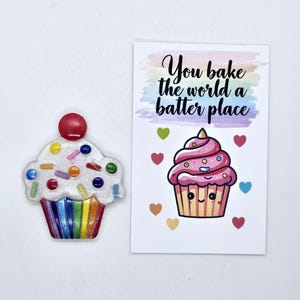 Porte-clés gâteau arc-en-ciel, insigne pour gâteau, breloque mignon, carte d'encouragement, cadeau réconfort, cadeau ramenez-vous, citation motivante, cadeaux positifs