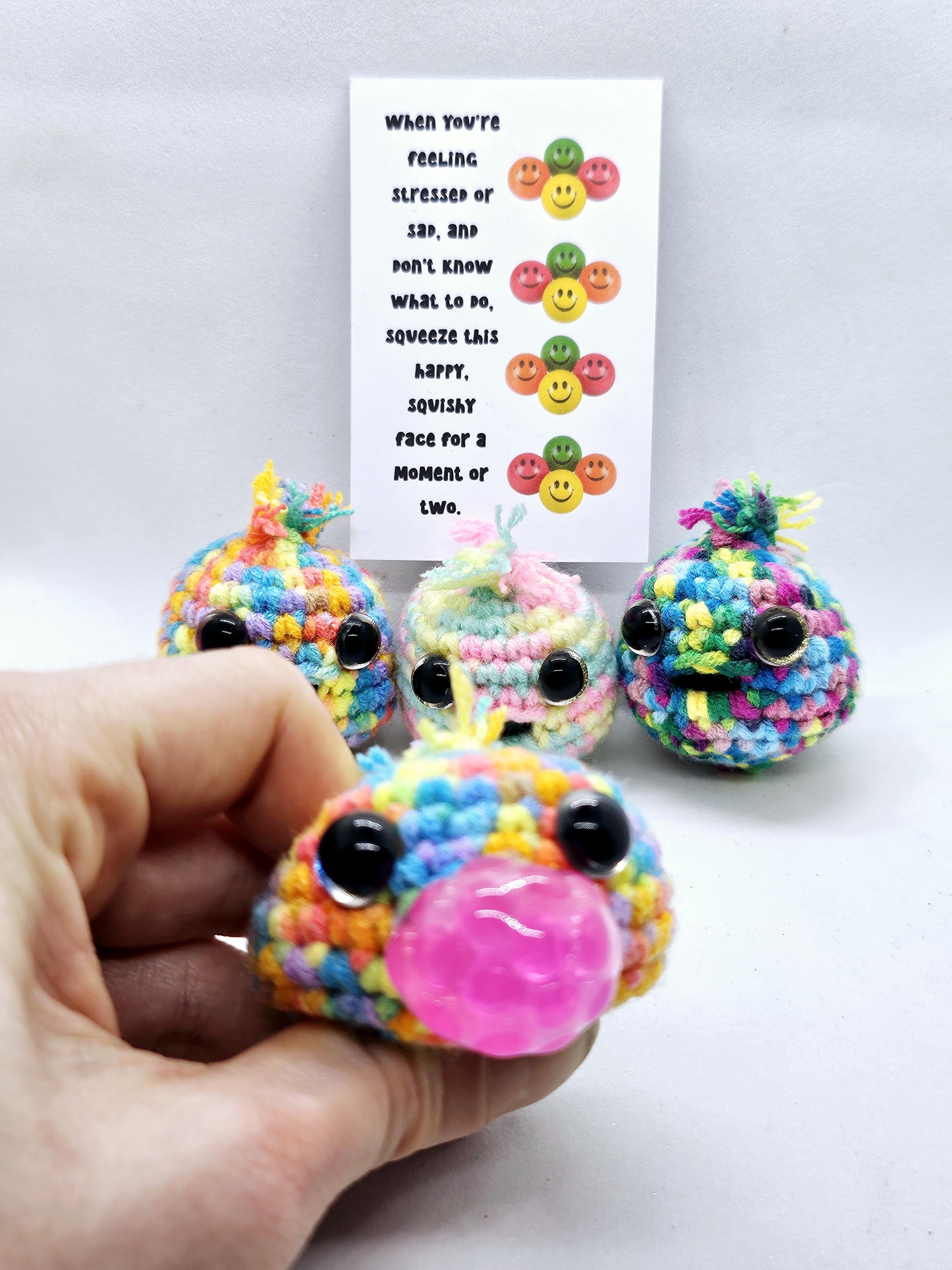 Crochet Squishy Stress Ball, Stress Buddy, Fidget Squishy Squeeze Ball, School Worry Pet, Anxiety Relief, Emotional Support, Fidget Keyring