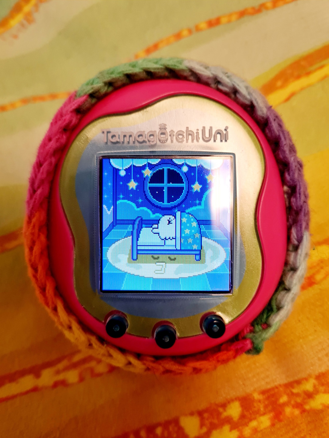 Tamagotchi Uni Case, Rainbow Swirl, Tama Case, Tamagotchi Crochet Case