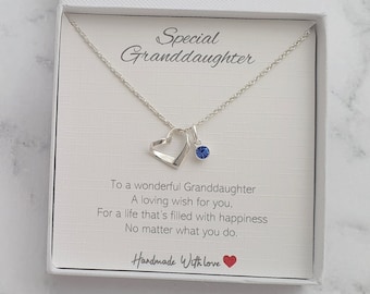 Granddaughter Ribbon Heart 925 Sterling Silver Personalised Jewellery Gift For Girls