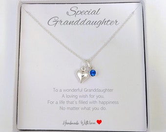 Granddaughter Puffy Heart 925 Sterling Silver Personalised Jewellery Gift For Girls