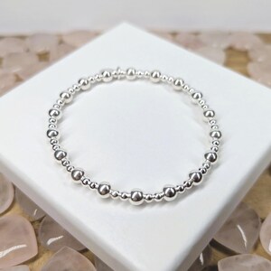 Sterling Silver stretch Beaded Stacking Bracelet with 3mm and 5mm Ball Design