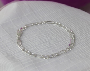 Sterling Silver Paperclip Bracelet, Paperclip Chain Bracelet, Sparkly Chain Bracelet, Ladies bracelet for her
