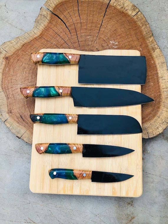 Personalized Chef Set Gift Custom Knife Set for Him, Anniversary Gift, Handmade Kitchen Knives, Holiday Gift for her, Gift for collegue,