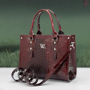 Crocodile Embossed Luxury Genuine leather Handbag for women, Modern lady Handbags, gifts for woman, Women Accessories, Gift for Her