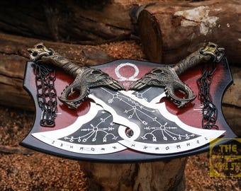 God of War Blades of Chaos Replica with wall Mount - Kratos Inspired Viking Cosplay - Gifts for Collectors Gifts for Him gift for collegue