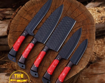 Handmade Chef Knife Set for Mothers Day Gift, Personalized Unique Kitchen Knife Set Anniversary Gift for Him or Her