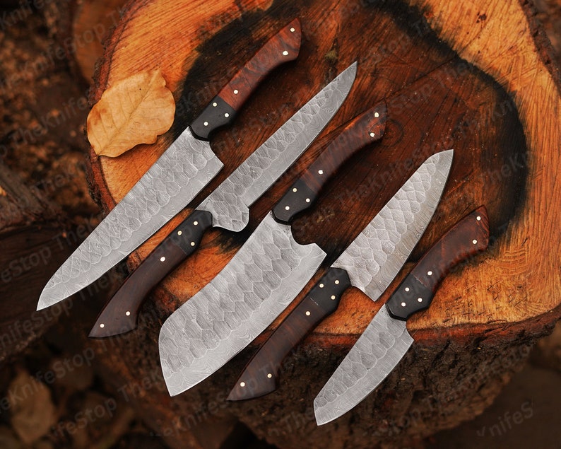 Hand Damascus Chef Knife Set Handmade Kitchen Knife Set With Leather Sheath Roll Ideal