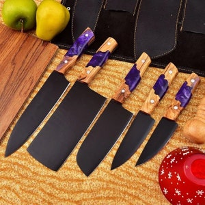 Personalized Handmade chef knives set 5-Pcs, Perfect Gift for Cooking Lovers, Gift For Husband, Gift For Wedding Couples, Gift for Father