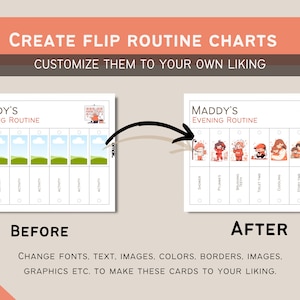 BUNDEL Dagelijkse Routinekaarten Flip-overs Visueel schema voor kinderen Dagelijks ritme Karweioverzicht Montessori-activiteit voor peuters BEWERKBAAR afbeelding 8