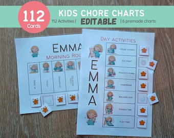 Editable Chore Chart - Visual Schedule for Kids - Montessori Routine Charts - Printable Homeschool - Daily Rhythm - Toddler Daily Checklist