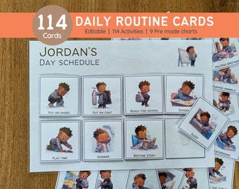 Cartes de routine quotidienne | Programme visuel pour les enfants | rythme quotidien | Tableau des tâches ménagères | Tableau des routines des tout-petits | Activité Montessori préscolaire MODIFIABLE