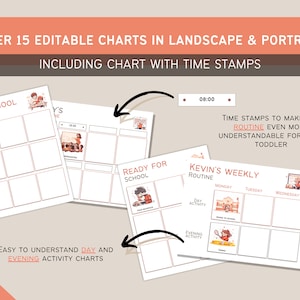 BUNDEL Dagelijkse Routinekaarten Flip-overs Visueel schema voor kinderen Dagelijks ritme Karweioverzicht Montessori-activiteit voor peuters BEWERKBAAR afbeelding 6
