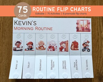 Flip Chart | Kids Daily Routine Cards | Toddler Rhythm | Morning Evening | Visual Schedule Checklist | Preschool Montessori | Canva EDITABLE